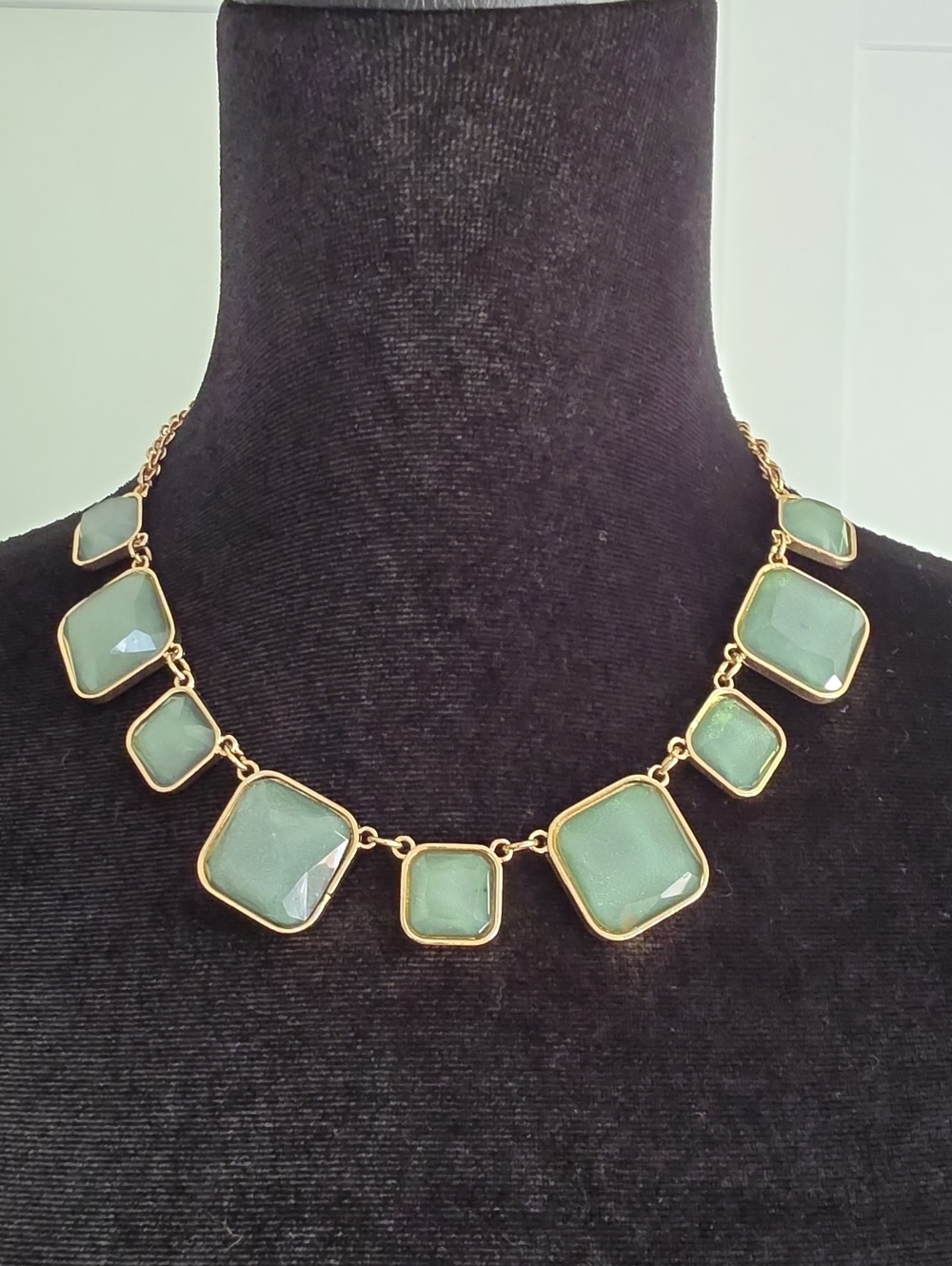 Gold-Tone Green Gemstone Statement Necklace